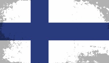Vector Illustration Cool Grunge ve Stresli Finlandiya Bayrağı