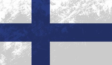 Vector Illustration Cool Grunge ve Stresli Finlandiya Bayrağı
