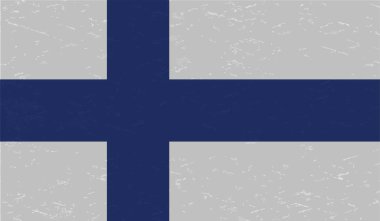 Vector Illustration Cool Grunge ve Stresli Finlandiya Bayrağı