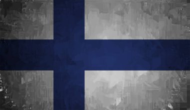 Vector Illustration Cool Grunge ve Stresli Finlandiya Bayrağı