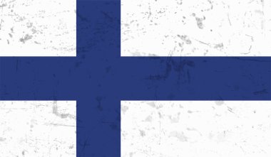 Vector Illustration Cool Grunge ve Stresli Finlandiya Bayrağı