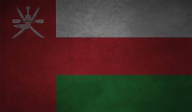 Sallanan grunge desenli Umman bayrağı. Vektör arkaplanı.