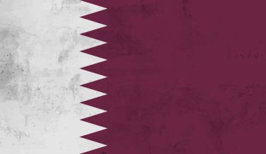 Sallanan grunge desenli Katar bayrağı. Vektör arkaplanı.