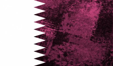 Sallanan grunge desenli Katar bayrağı. Vektör arkaplanı.