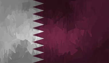 Sallanan grunge desenli Katar bayrağı. Vektör arkaplanı.