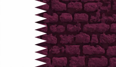 Sallanan grunge desenli Katar bayrağı. Vektör arkaplanı.