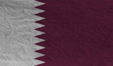 Sallanan grunge desenli Katar bayrağı. Vektör arkaplanı.