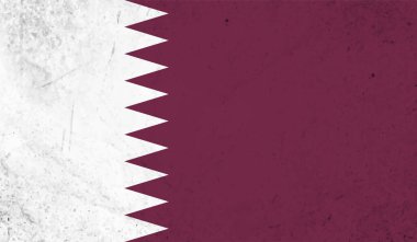 Sallanan grunge desenli Katar bayrağı. Vektör arkaplanı.