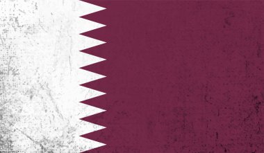 Sallanan grunge desenli Katar bayrağı. Vektör arkaplanı.