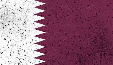 Sallanan grunge desenli Katar bayrağı. Vektör arkaplanı.