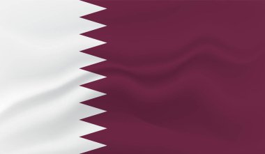 Sallanan grunge desenli Katar bayrağı. Vektör arkaplanı.