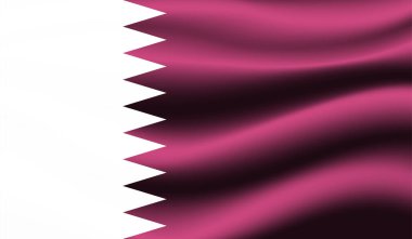 Sallanan grunge desenli Katar bayrağı. Vektör arkaplanı.