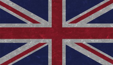 Grunge deseni, çizikleri ve fırça izleri olan klasik Birleşik Krallık bayrağı