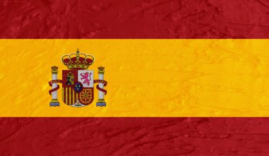 Grunge İspanya bayrağı. Sallanan grunge desenli İspanya bayrağı.