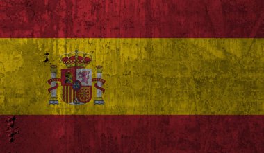 Grunge İspanya bayrağı. Sallanan grunge desenli İspanya bayrağı.