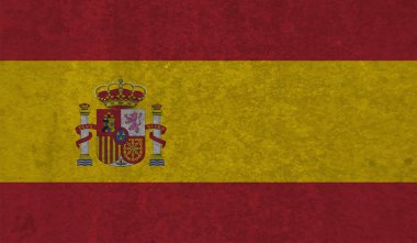 Grunge İspanya bayrağı. Sallanan grunge desenli İspanya bayrağı.