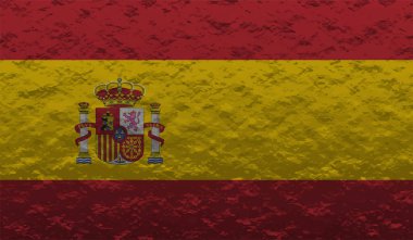Grunge İspanya bayrağı. Sallanan grunge desenli İspanya bayrağı.