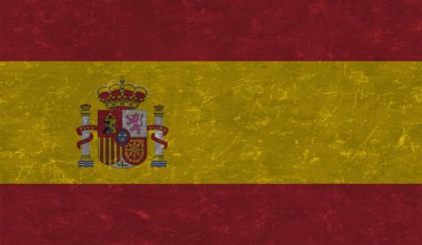 Grunge İspanya bayrağı. Sallanan grunge desenli İspanya bayrağı.