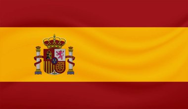 Grunge İspanya bayrağı. Sallanan grunge desenli İspanya bayrağı.