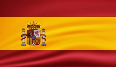 Grunge İspanya bayrağı. Sallanan grunge desenli İspanya bayrağı.