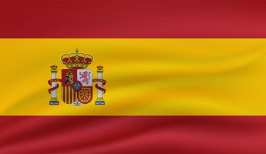 Grunge İspanya bayrağı. Sallanan grunge desenli İspanya bayrağı.