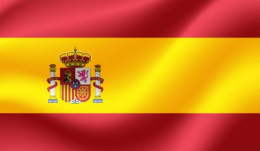 Grunge İspanya bayrağı. Sallanan grunge desenli İspanya bayrağı.