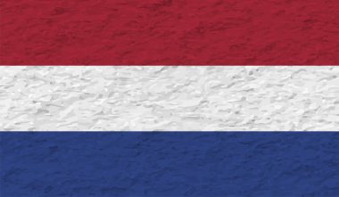 Sallanan grunge desenli Hollanda bayrağı. Vektör arkaplanı.