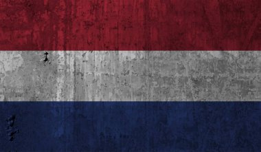 Sallanan grunge desenli Hollanda bayrağı. Vektör arkaplanı.