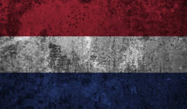 Sallanan grunge desenli Hollanda bayrağı. Vektör arkaplanı.