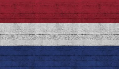 Sallanan grunge desenli Hollanda bayrağı. Vektör arkaplanı.