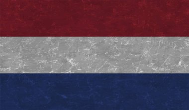 Sallanan grunge desenli Hollanda bayrağı. Vektör arkaplanı.