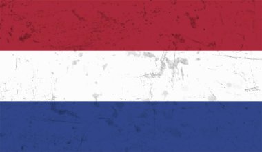 Sallanan grunge desenli Hollanda bayrağı. Vektör arkaplanı.