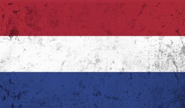 Sallanan grunge desenli Hollanda bayrağı. Vektör arkaplanı.