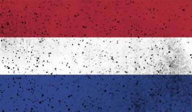 Sallanan grunge desenli Hollanda bayrağı. Vektör arkaplanı.