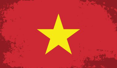 Sallanan grunge desenli Vietnam bayrağı. Vektör arkaplanı.