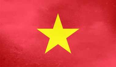 Sallanan grunge desenli Vietnam bayrağı. Vektör arkaplanı.