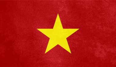 Sallanan grunge desenli Vietnam bayrağı. Vektör arkaplanı.