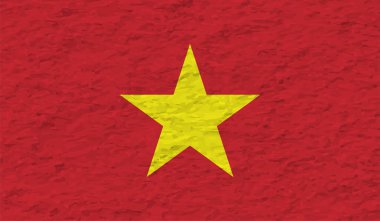 Sallanan grunge desenli Vietnam bayrağı. Vektör arkaplanı.