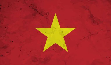 Sallanan grunge desenli Vietnam bayrağı. Vektör arkaplanı.