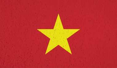 Sallanan grunge desenli Vietnam bayrağı. Vektör arkaplanı.