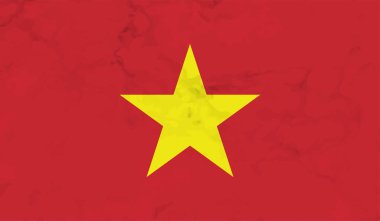 Sallanan grunge desenli Vietnam bayrağı. Vektör arkaplanı.