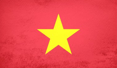 Sallanan grunge desenli Vietnam bayrağı. Vektör arkaplanı.