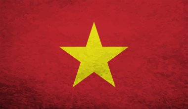 Sallanan grunge desenli Vietnam bayrağı. Vektör arkaplanı.