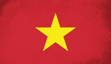 Sallanan grunge desenli Vietnam bayrağı. Vektör arkaplanı.