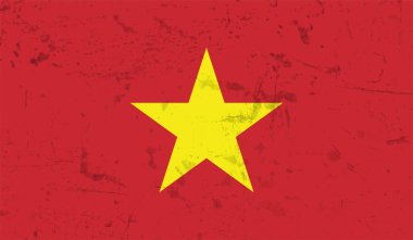 Sallanan grunge desenli Vietnam bayrağı. Vektör arkaplanı.
