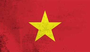 Sallanan grunge desenli Vietnam bayrağı. Vektör arkaplanı.