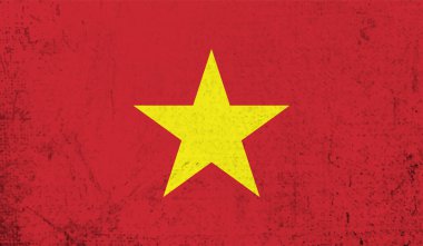 Sallanan grunge desenli Vietnam bayrağı. Vektör arkaplanı.