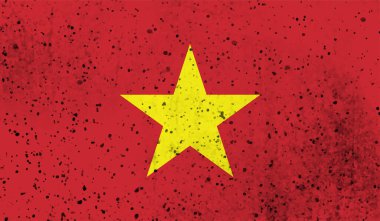 Sallanan grunge desenli Vietnam bayrağı. Vektör arkaplanı.