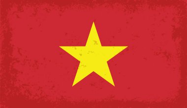Sallanan grunge desenli Vietnam bayrağı. Vektör arkaplanı.