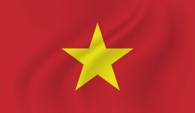 Sallanan grunge desenli Vietnam bayrağı. Vektör arkaplanı.